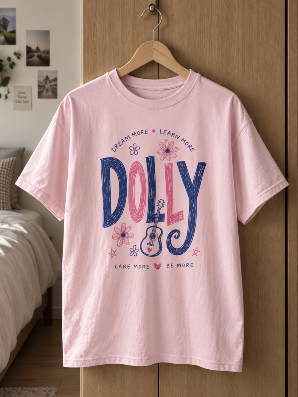 Pink Dolly Parton Inspirational Graphic Tee, Country Music Shirt for Fans
